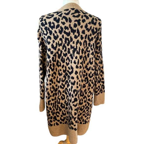 Sincerely Jules Leopard Print Open Cardigan Sz L Long Duster Mobwife - Picture 7 of 12